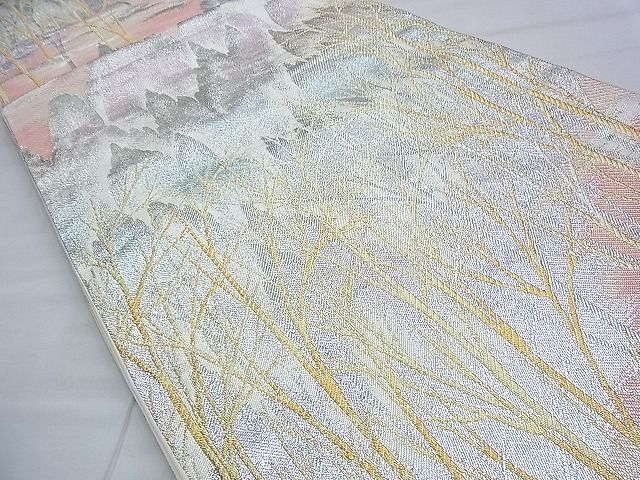 平和屋着物◎六通柄袋帯 樹林文 金銀糸 逸品 BAAF9299du