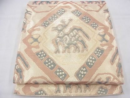 平和屋着物◎佐賀錦 太鼓柄袋帯 有栖川 金糸 逸品 BAAF3931fk