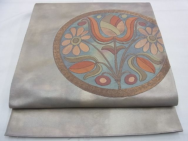 平和屋着物◎太鼓柄袋帯 花丸文 引箔 逸品 BAAF9328du