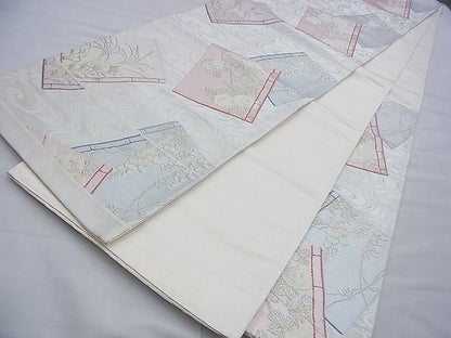 平和屋着物◎六通柄袋帯　唐織　花冊子文　金銀糸　逸品　BAAF9332du