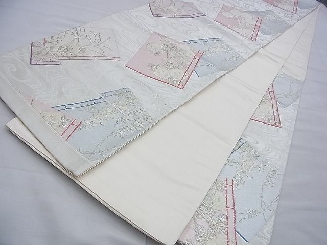 平和屋着物◎六通柄袋帯　唐織　花冊子文　金銀糸　逸品　BAAF9332du