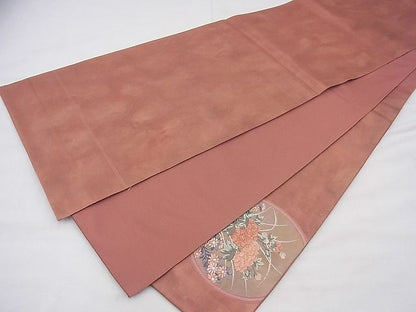平和屋着物◎太鼓柄袋帯 唐織 四季花鳥丸文 金糸 逸品 BAAF3950fk