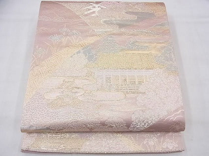 平和屋着物◎六通柄袋帯 唐織 京名所風景文 金銀糸 逸品 BAAF3954fk