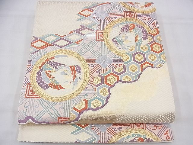 平和屋着物◎六通柄袋帯 唐織 鳳凰道長有職文 金糸 逸品 BAAF3965fk