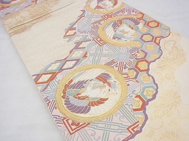 平和屋着物◎六通柄袋帯 唐織 鳳凰道長有職文 金糸 逸品 BAAF3965fk