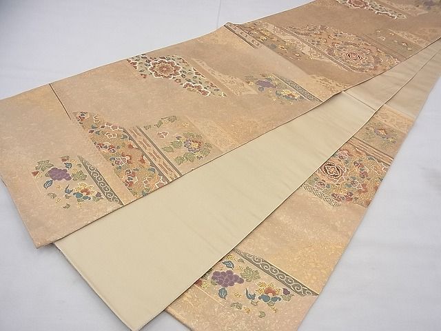 平和屋着物◎六通柄袋帯 唐織 唐彩箔道長裂取 金糸 逸品 BAAF3970fk