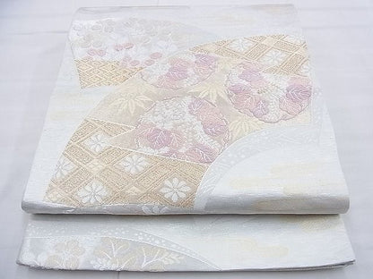平和屋着物◎六通柄袋帯 唐織 地紙花丸文 金銀糸 逸品 BAAF9350du