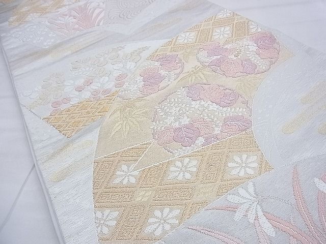 平和屋着物◎六通柄袋帯 唐織 地紙花丸文 金銀糸 逸品 BAAF9350du