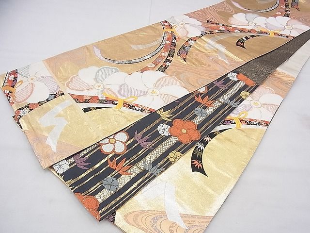 平和屋着物◎六通柄袋帯 唐織 束ね熨斗捻桜門 金銀糸 逸品 BAAF3972fk