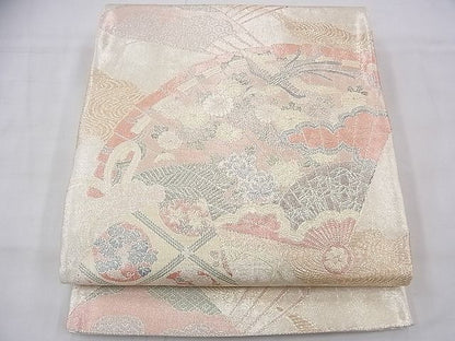 平和屋着物◎佐賀錦　六通柄袋帯　900織　鳳凰檜扇花文　金銀糸　逸品　BAAF3977fk