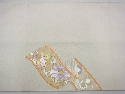 平和屋着物◎佐賀錦　太鼓柄袋帯　駒刺繍　几帳花唐草文　金銀糸　逸品　BAAF3974fk