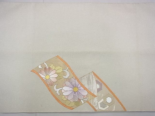 平和屋着物◎佐賀錦　太鼓柄袋帯　駒刺繍　几帳花唐草文　金銀糸　逸品　BAAF3974fk