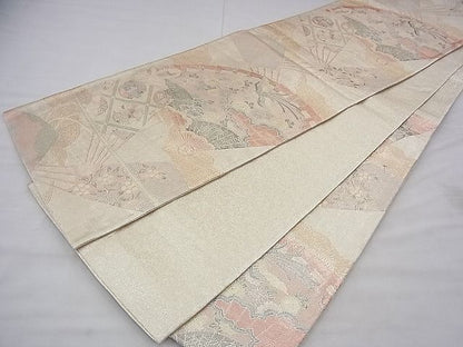 平和屋着物◎佐賀錦　六通柄袋帯　900織　鳳凰檜扇花文　金銀糸　逸品　BAAF3977fk