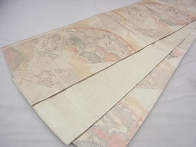 平和屋着物◎佐賀錦　六通柄袋帯　900織　鳳凰檜扇花文　金銀糸　逸品　BAAF3977fk