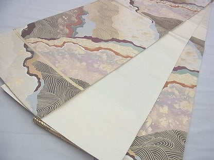 平和屋着物◎六通柄袋帯 波路 金糸 逸品 BAAF9368du