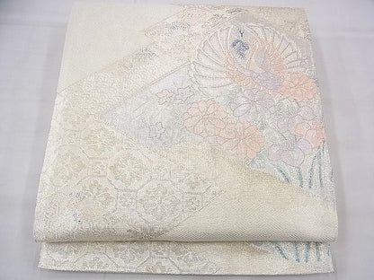 平和屋着物◎六通柄袋帯 本箔佐賀錦 寿鶴宝来 金糸 逸品 BAAF3994fk