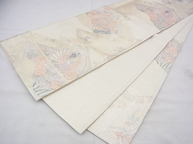 平和屋着物◎六通柄袋帯 本箔佐賀錦 寿鶴宝来 金糸 逸品 BAAF3994fk