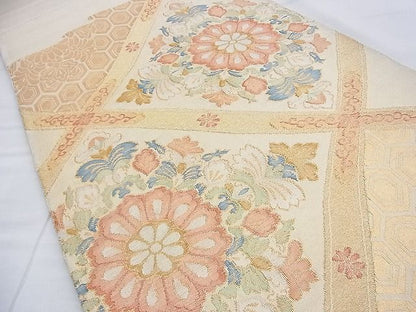 平和屋着物◎太鼓柄袋帯 花菱文 金糸 逸品 BAAF9393du