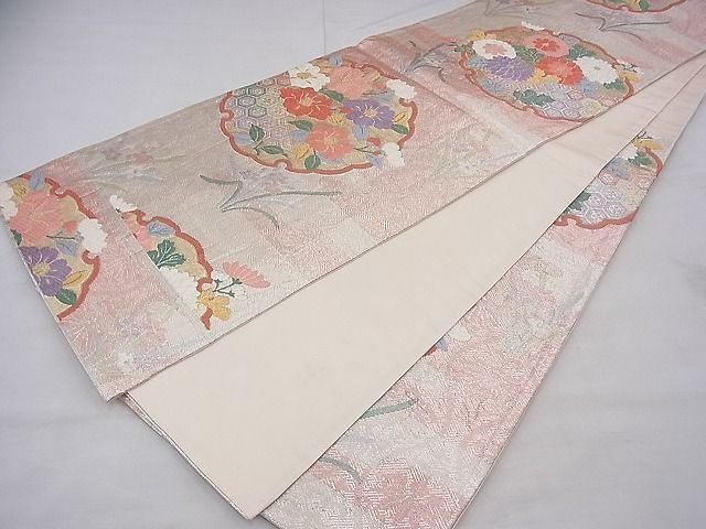 平和屋着物◎六通柄袋帯 唐織 雪輪吉祥花文 金銀糸 逸品 BAAG1215fk