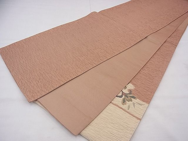 平和屋着物◎太鼓柄袋帯 ふくれ織 花唐草文 逸品 BAAG1225fk