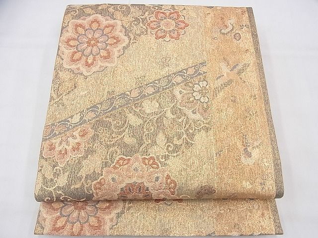 平和屋着物◎佐賀錦 六通柄袋帯 正倉院花鳥唐草文 金糸 逸品 BAAG1263fk