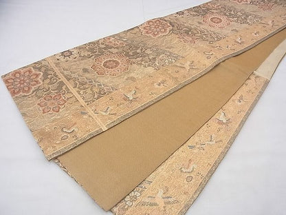 平和屋着物◎佐賀錦 六通柄袋帯 正倉院花鳥唐草文 金糸 逸品 BAAG1263fk