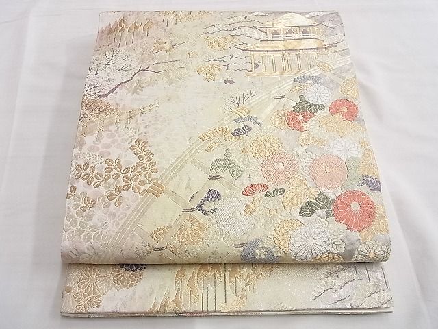 平和屋着物◎六通柄袋帯 唐織 初音蒔絵紋 金銀糸 逸品 BAAF6846ow