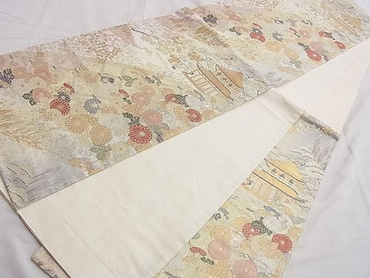 平和屋着物◎六通柄袋帯 唐織 初音蒔絵紋 金銀糸 逸品 BAAF6846ow