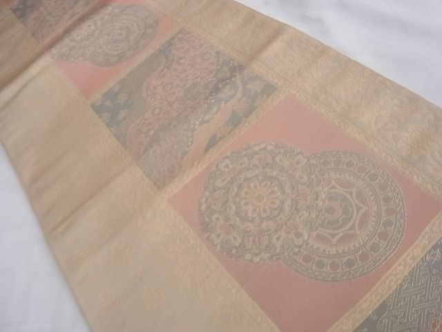 平和屋着物◎六通柄 本袋帯 格天井正倉院文 金糸 逸品 BAAF6865ow