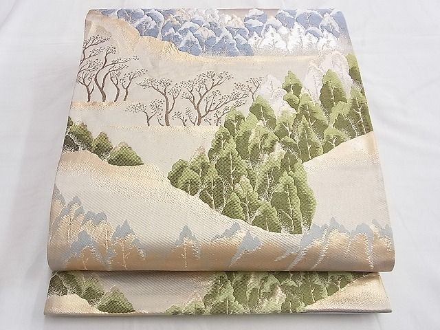 平和屋着物◎六通柄袋帯 唐織 翠園 金銀糸 逸品 BAAF6873ow