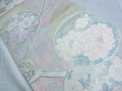 平和屋着物◎六通柄袋帯 唐織 蜀江花丸文 銀糸 逸品 BAAF6916ow