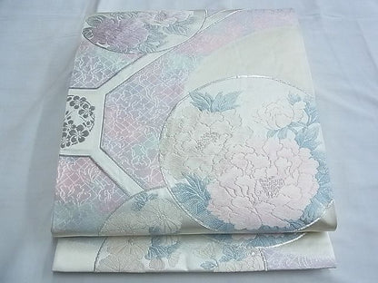 平和屋着物◎六通柄袋帯 唐織 蜀江花丸文 銀糸 逸品 BAAF6916ow