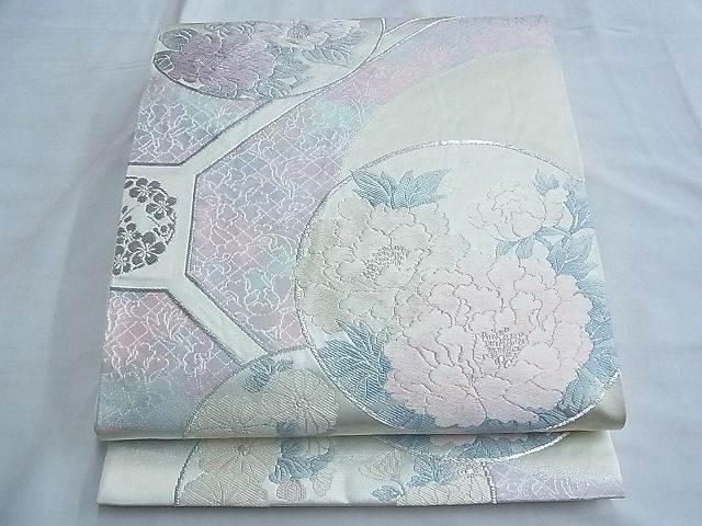 平和屋着物◎六通柄袋帯 唐織 蜀江花丸文 銀糸 逸品 BAAF6916ow