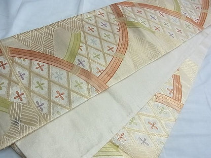 平和屋着物◎佐賀錦 六通柄袋帯 籬花菱文 金糸 逸品 BAAF6931ow