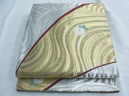 平和屋着物◎六通柄袋帯 唐織 菊水文 金銀糸 逸品 BAAF6933ow
