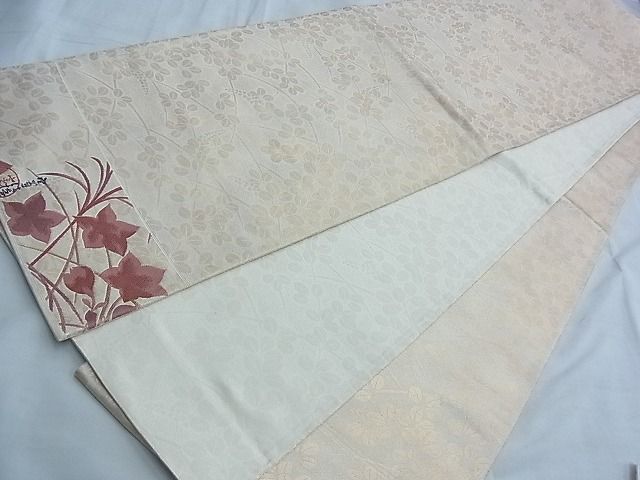 平和屋着物◎全通柄袋帯 唐織 萩 桔梗 金糸 逸品 BAAF6941ow