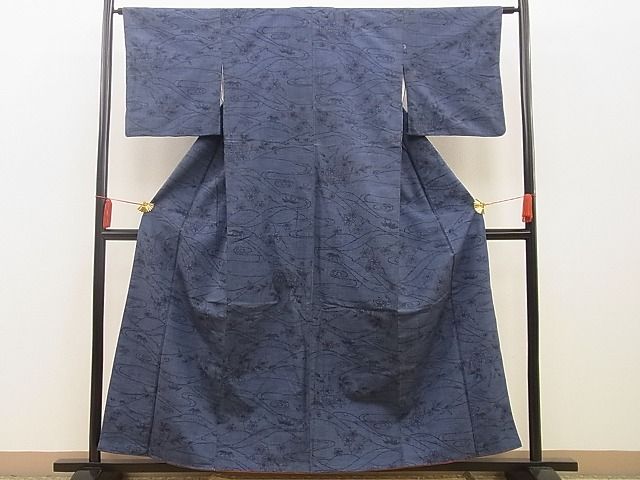 平和屋着物■上質な紬 流水楓文 逸品 BAAG0674xi