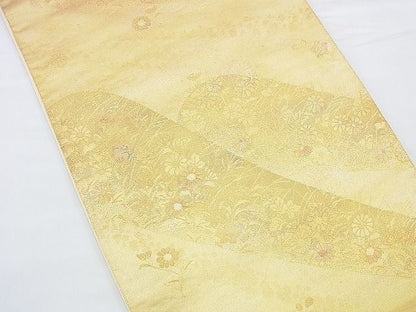 平和屋着物◎六通柄袋帯 唐織 重山秋草文 金糸 逸品 BAAF2913kj