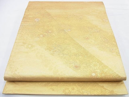 平和屋着物◎六通柄袋帯 唐織 重山秋草文 金糸 逸品 BAAF2913kj