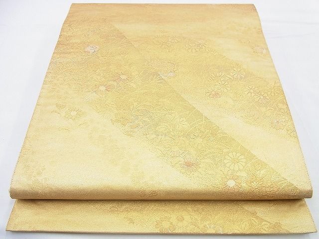 平和屋着物◎六通柄袋帯 唐織 重山秋草文 金糸 逸品 BAAF2913kj
