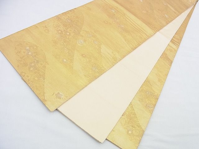 平和屋着物◎六通柄袋帯 唐織 重山秋草文 金糸 逸品 BAAF2913kj