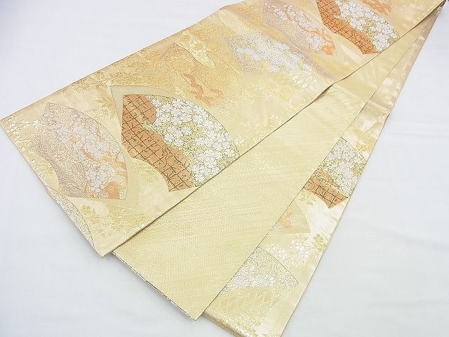 平和屋着物◎佐賀錦 六通柄袋帯 地紙花唐草文 金糸 逸品 BAAF2947kj