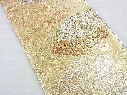 平和屋着物◎佐賀錦 六通柄袋帯 地紙花唐草文 金糸 逸品 BAAF2947kj