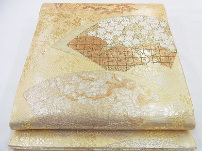 平和屋着物◎佐賀錦 六通柄袋帯 地紙花唐草文 金糸 逸品 BAAF2947kj