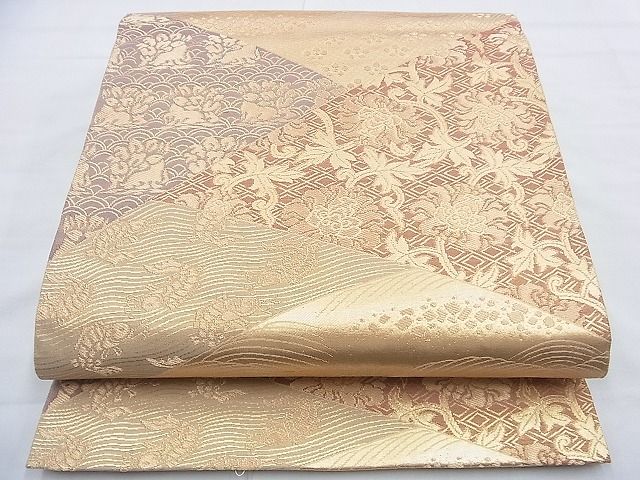 平和屋着物◎六通柄袋帯 切嵌名物裂 金糸 逸品 BAAF9902du