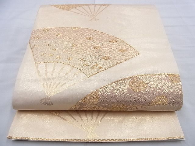 平和屋着物◎六通柄袋帯　扇面散らし　金糸　逸品　BAAF9905du