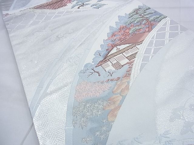平和屋着物◎六通柄袋帯 唐織 鷹ヶ峰 工芸箔 銀糸 逸品 BAAF9924du