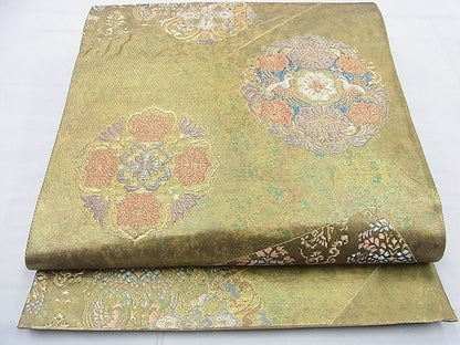 平和屋着物◎六通柄袋帯 鳳凰正倉院花文 金銀糸 逸品 BAAF9969du