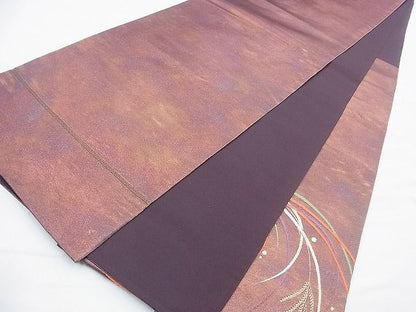 平和屋着物◎太鼓柄袋帯 唐織 芒に露芝 金糸 逸品 BAAF9975du