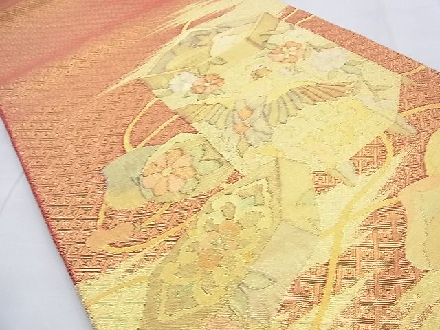 平和屋着物◎佐賀錦 太鼓柄袋帯 貝桶文様 金銀糸 逸品 BAAF9992du